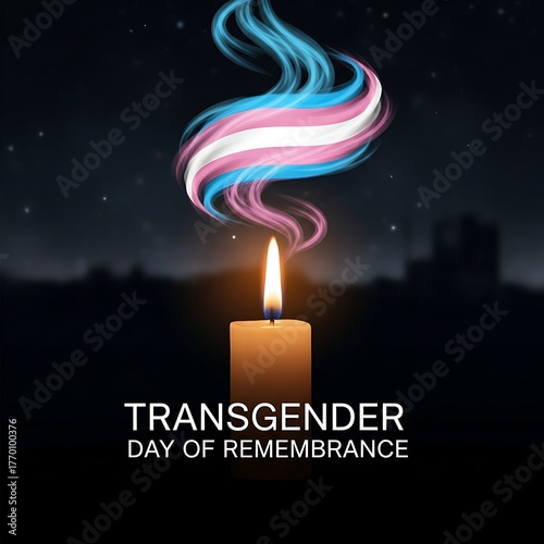 Transgender day of remembrance candle with transgender flag colors
