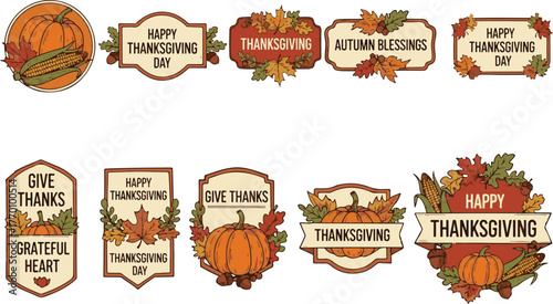 Festive thanksgiving day graphic elements collection for holiday celebrations and autumnal designs