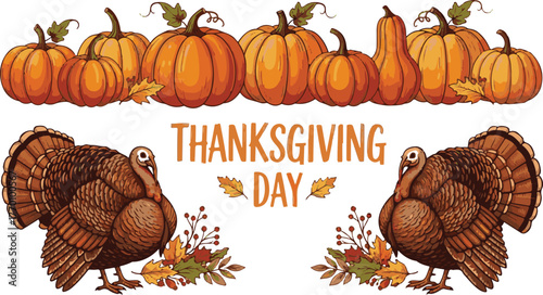 Collection of thanksgiving day illustrations featuring festive elements and autumnal colors