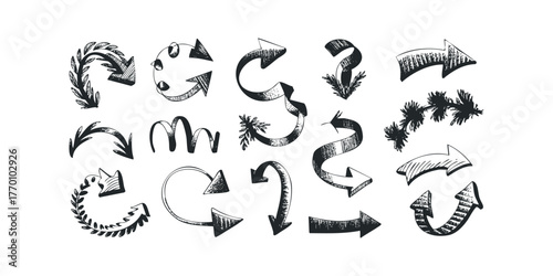 Hand drawn directional arrows collection