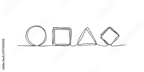 Minimalist line art depicting geometric shapes