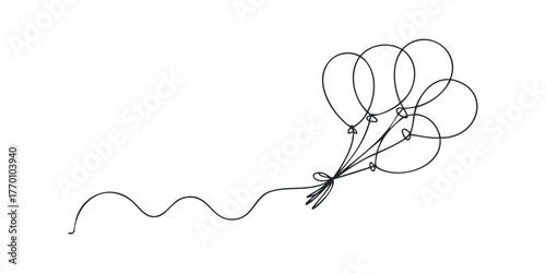 Bunch of balloons with a wavy string
