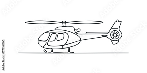 Outline of a helicopter on a flat surface