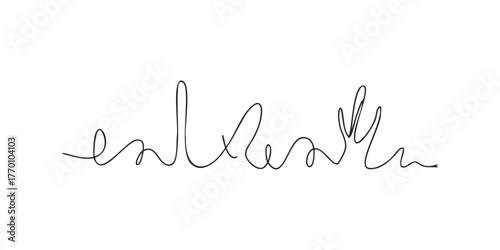 Abstract hand-drawn continuous line forming a signature shape