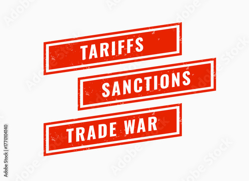 Tariff Sanction trade war rubber stamp label design
