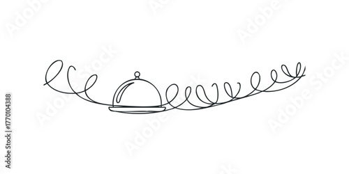 Food serving cloche with decorative flourish