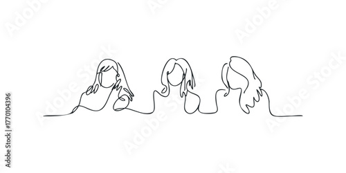 Three abstract line portraits of women