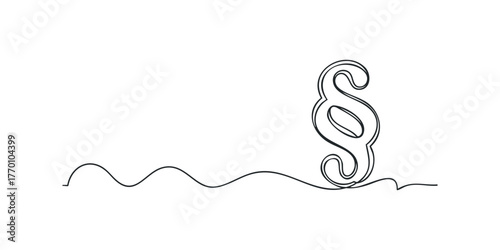 Single line drawing of a paragraph symbol on white background