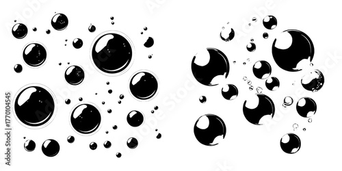 Transparent background features fizzy water bubbles and multiple sized spherical shapes creating an effervescent pattern with a realistic 3d modern natural carbonated liquid effect and scattered