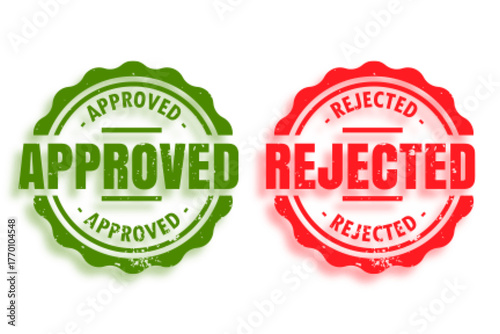 approved and rejected rubber stamps set of two