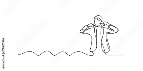 One Line Drawing of Skydiver with Wingsuit