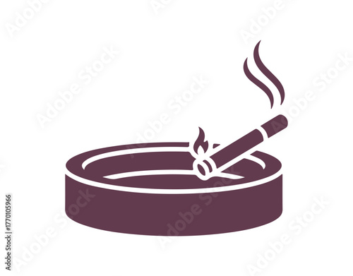 Cigarette glyph icon ashtray. Vector silhouette
