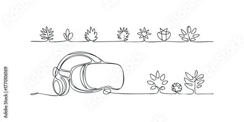 Virtual reality headset exploring abstract natural elements