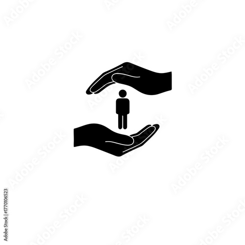 Minimalist line art of two hands cradling a figure, symbolizing solidarity, care, and the commitment to eliminate sexual violence and provide survivor-centered support