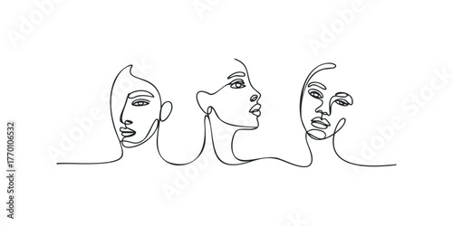 Minimalist Line Art Faces Ensemble