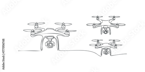 Three drone line art