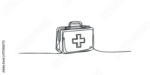 Minimalist first aid kit with cross symbol