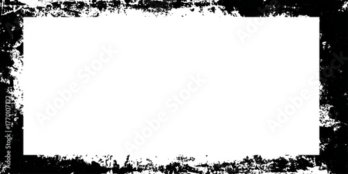 old stained and scratched grunge border texture background Abstract grunge frame, grungy black and white frame border with paint splashes and various grunge and scratched stains and dust.