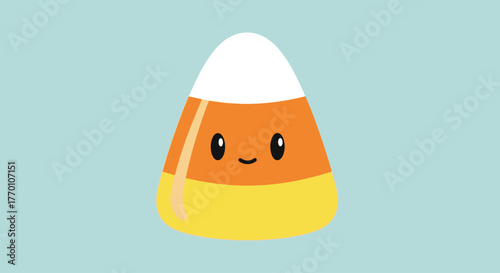 Adorable candy corn character perfect for Halloween party invites and festive decorations or use for spooky seasonal projects and joyful holiday greetings