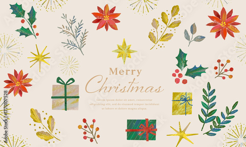 クリスマスのかわいいオーナメントのイラスト