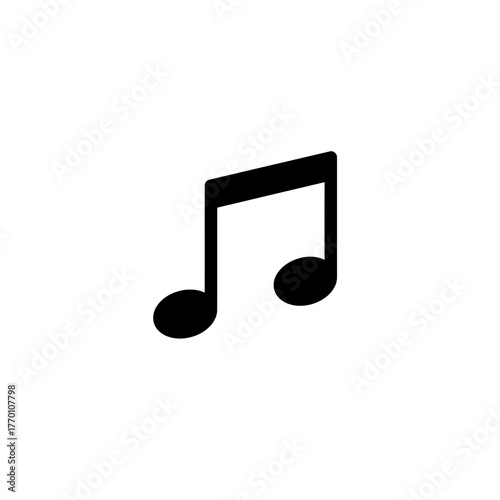 Single Black Musical Note Icon Isolated on White Background for Design Elements