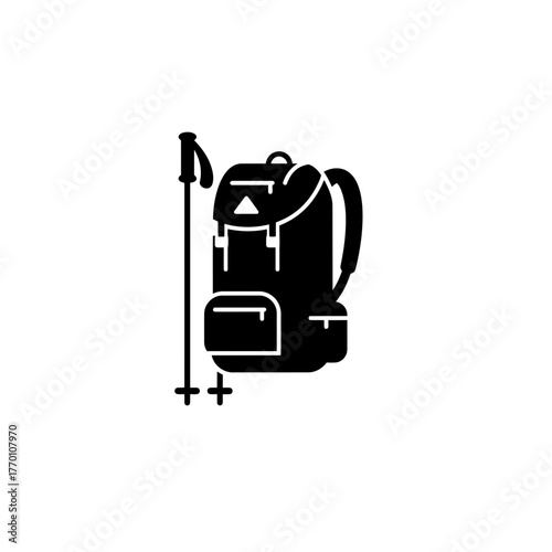 Hiking Essentials Backpack, Walking Sticks - Adventure Gear Icon