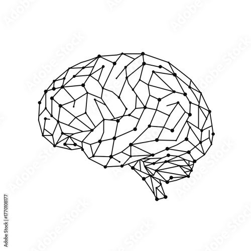 Brain network outline, concept of neural connections, intelligence, mental activity, and thoughts