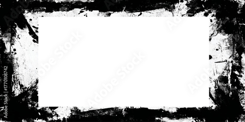 old stained and scratched grunge border texture background Abstract grunge frame, grungy black and white frame border with paint splashes and various grunge and scratched stains and dust.