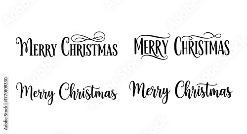 Elegant Merry Christmas calligraphy designs for holiday cards and seasonal greetings, festive lettering for banners and invitations, adding warmth and charm