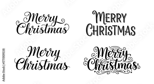 Beautiful Merry Christmas calligraphy lettering for holiday cards, invitations, and festive designs with unique typography to spread joy this season