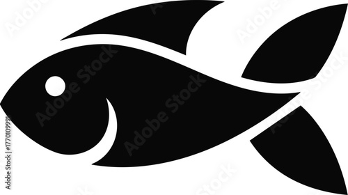 Black fish silhouette illustration, simple and elegant design.