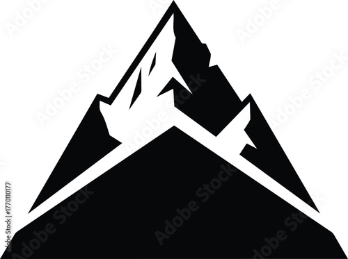 Minimalist black mountain peak logo icon design.