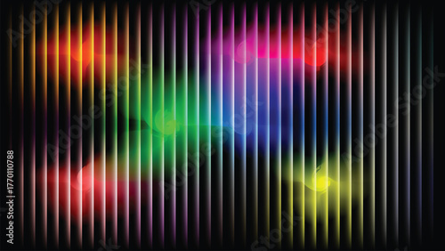Abstract vertical lines with rainbow colored light leaks shining through wallpaper