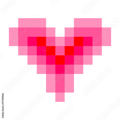 Pixel heart in red and pink tones with retro charm, perfect for games, romantic UI, or nostalgic digital assets with love themed appeal.