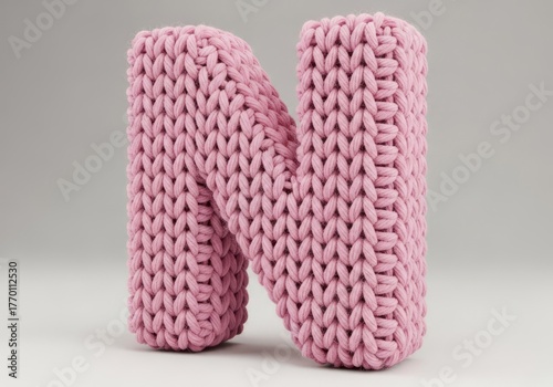 Letter N in Soft Knitted Yarn