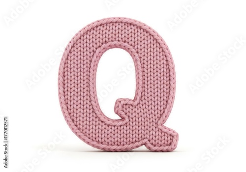 Letter Q in Pink Knitted Ring