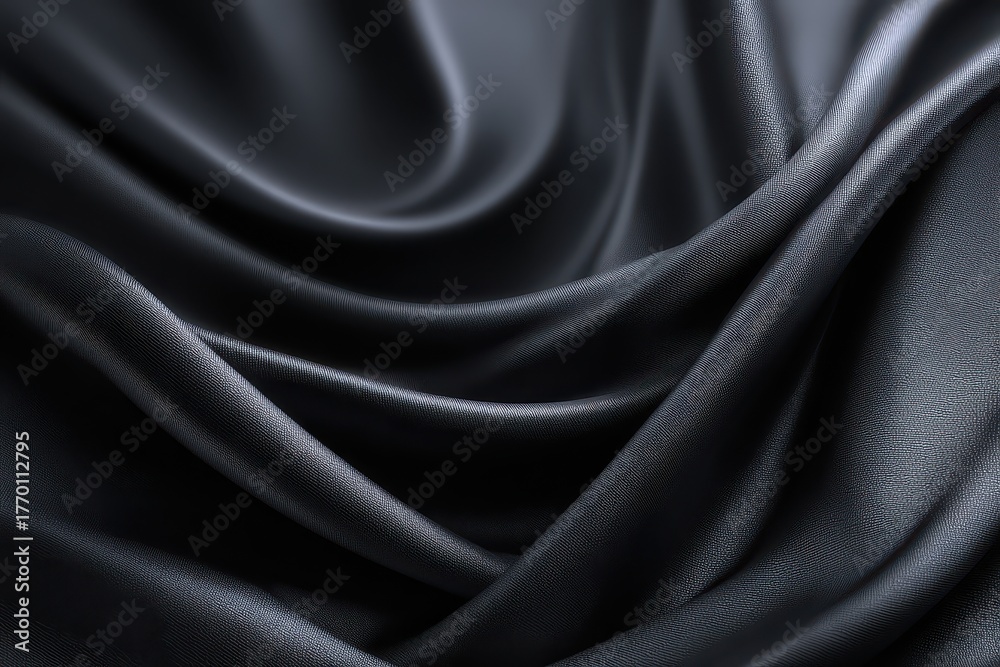 Fototapeta premium Satin texture showcasing smooth, elegant black fabric with subtle light reflections creates a sense of luxury and sophistication for various design applications
