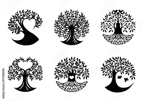 Beautiful abstract tree life decoration element.. Vector illustration of tree with branch and leaves. 