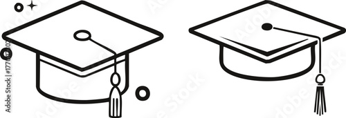Graduation cap minimal line art elegant education success concept academic celebration clean vector icon