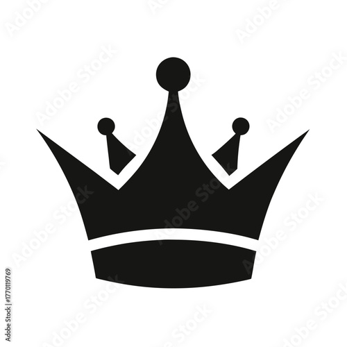 Minimal crown royal symbol silhouette vector clean luxury kingdom design on white background