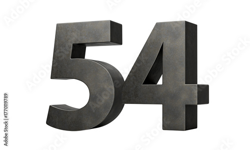 Number Fifty four 54 Digit Made Of Gray Smooth Cast Iron 3d Illustration