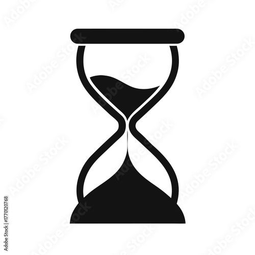 Minimal hourglass sand clock silhouette vector elegant time concept illustration on white background