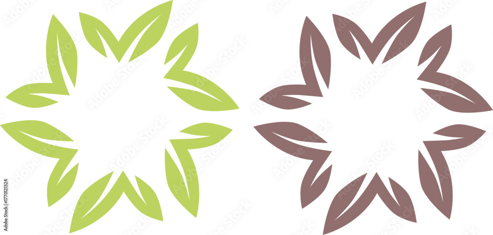 Obraz premium GREEN NATURAL LEAVES IN CIRCLE BIO ECO FOOD SIGN SYMBOL LOGO VECTOR