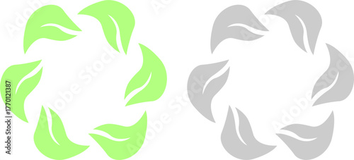 GREEN NATURAL LEAVES IN CIRCLE BIO ECO FOOD SIGN SYMBOL LOGO VECTOR