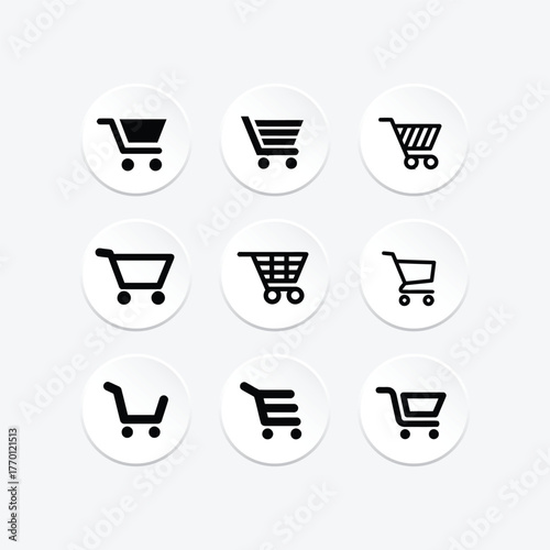 collection of icon sets shopping trolley Stely line Vector