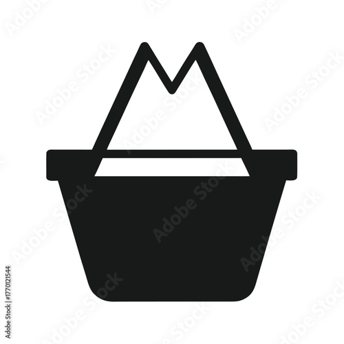 Minimal shopping basket silhouette vector simple consumer goods concept on white background
