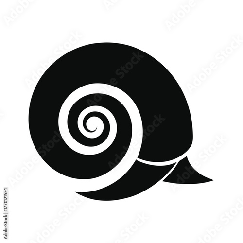Minimal snail shell spiral silhouette vector clean nature slow life design on white background