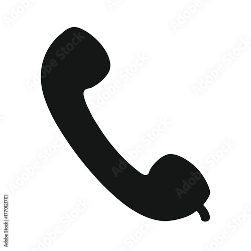 Minimal telephone handset silhouette vector clean communication call symbol design on white background