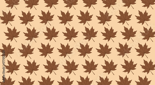 Minimalistic brown maple leaf seamless pattern vector on beige autumn background