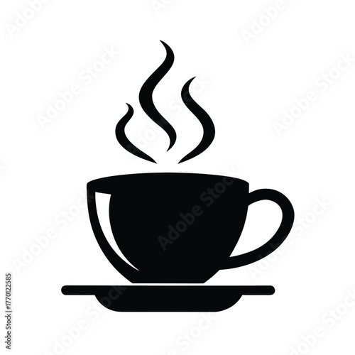 Simple coffee cup steam silhouette icon clean vector design for beverage cafe and coffee illustration